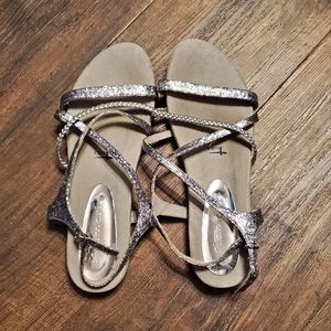 Tamaris 41 Sandal Silver Glitter Comfort Cushion Foot Bed